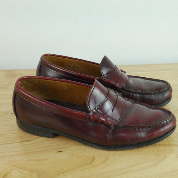 Vintage Mens 9 1/2 Penny Loafers Burgundy Slip On Shoes Preppy Classic Heritage main image 10